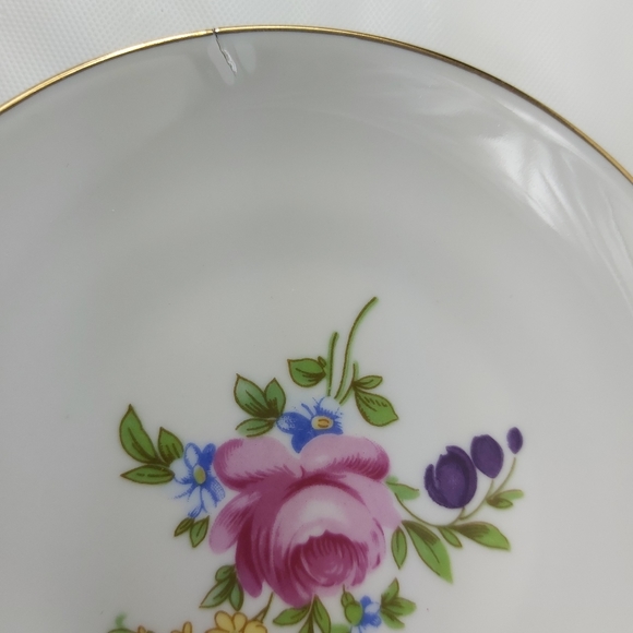 - JLMeneau 5 porcelain saucers Floral design (Z14) - Picture 6 of 8